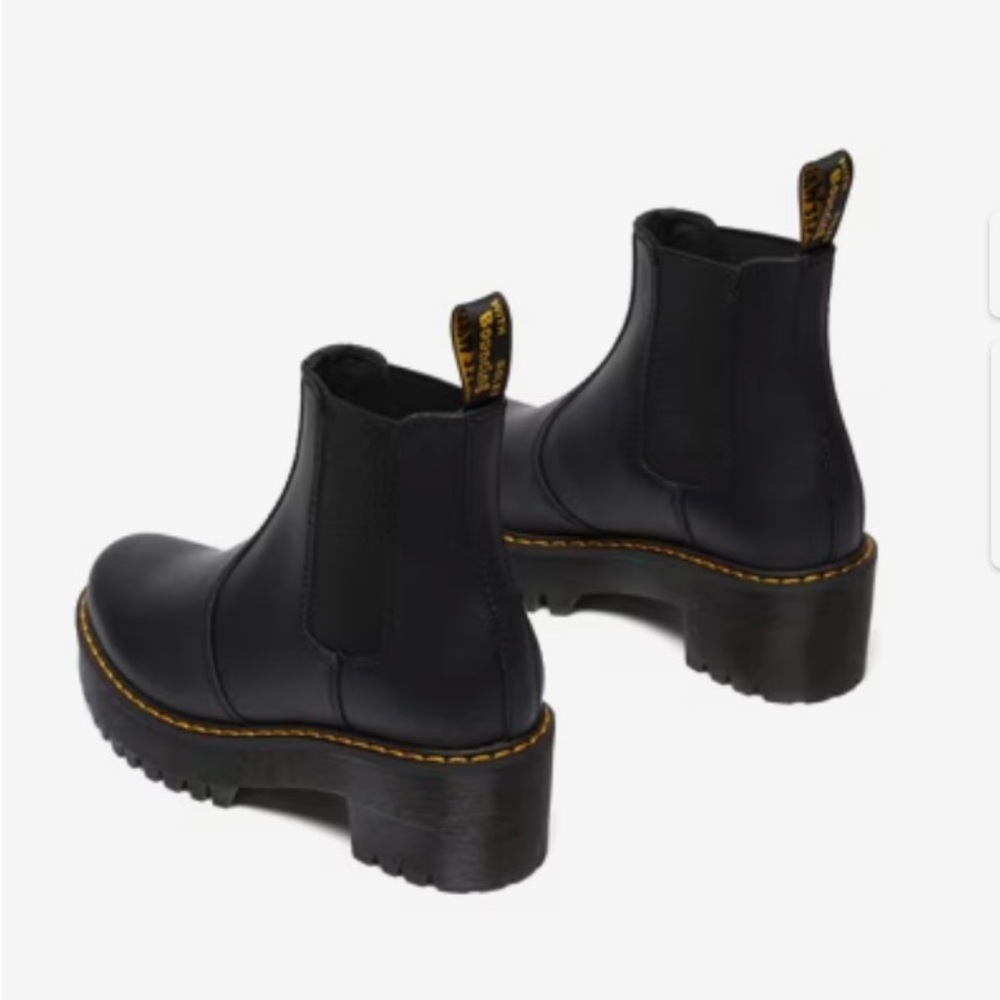 Dr. Martens Black laceless Ankle Boots with original Yellow Stitching/mini heel - Picture 7 of 9